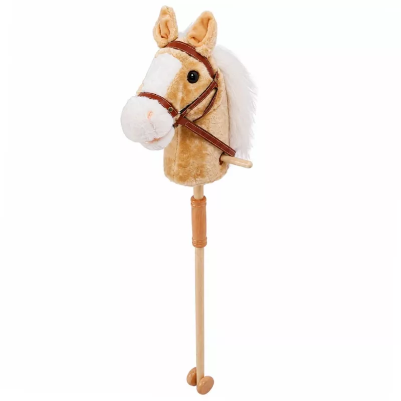 LEAN TOYS Hobby zirgs nūja ar auļošanas un zviedziena skaņām, bēšs, 100 cm