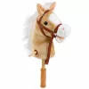 LEAN TOYS Hobby zirgs nūja ar auļošanas un zviedziena skaņām, bēšs, 100 cm