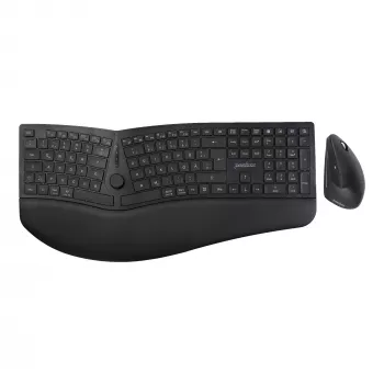 Perixx PERIDUO-614 DE bezvadu ergonomiskais tastatūras un peles komplekts, sadalītā tastatūra, vertikālā pele, 2.4 GHz, melns (vācu izkārtojums)