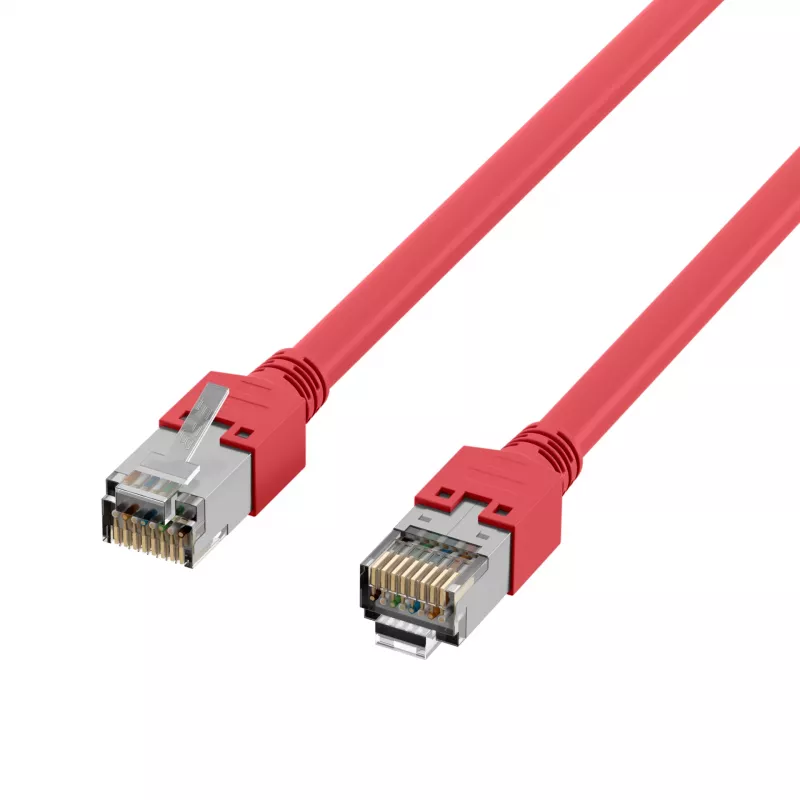 EFB Elektronik K2793.0,50 RJ45 krusteniskais savienojuma kabelis Cat.5e SF/UTP, Hirose TM11, Draka UC300, 0,5 m, sarkans