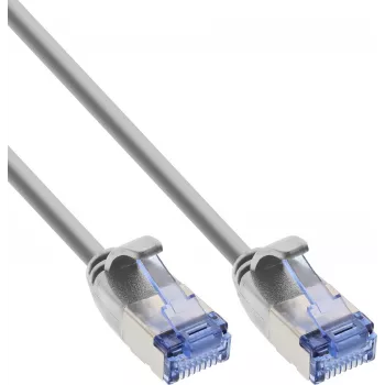 INLINE® Slim Cat.6A S/FTP savienojuma kabelis, 10 m, pelēks, LSZH, 10Gbps