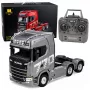 HUINA 32329 Scania 1:18 6 kanālu RC traktora kravas automašīna pelēka sudraba