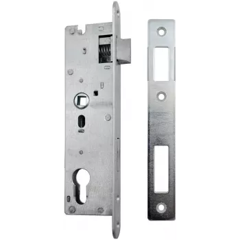 PSG 63.211 L/P iebūvējamā slēdzene ar fiksatoru un aizbīdni, reversīva, 220 x 22 mm priekšplāksne, 72 mm PZ, 50 mm atkāpe, cinkota tērauda
