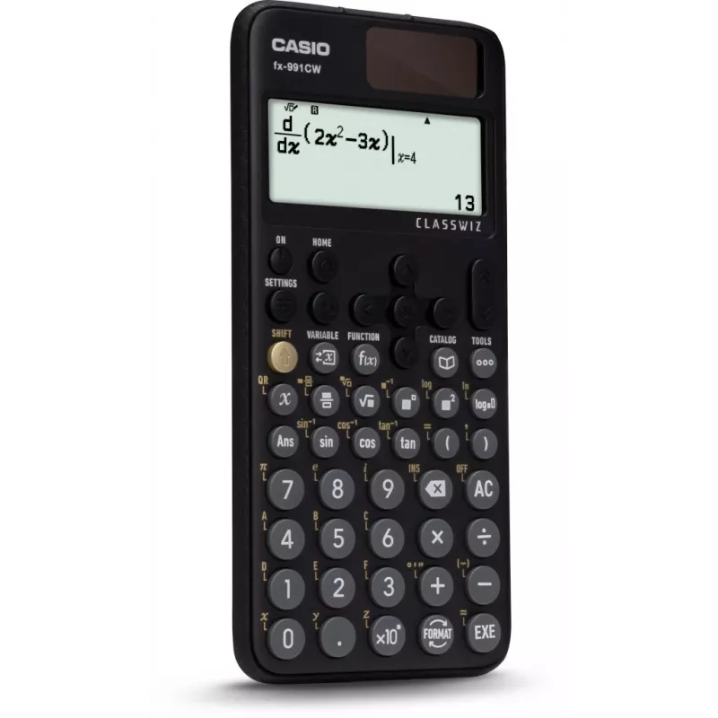 Casio FX-991CW zinātniskais kalkulators ar dabisku mācību grāmatas displeju, 540+ funkcijas, saules un bateriju, melns