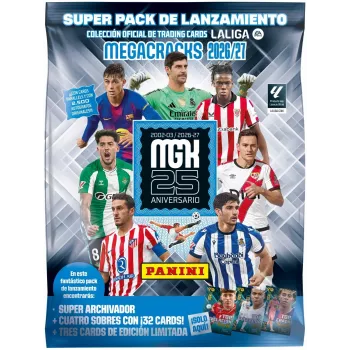 PANINI KOLEKCJA La Liga 2027 Mega komplekts – Adrenalyn XL kolekcionējamās kartītes ar 10 papildinājumu paciņām, 4 ekskluzīvām kartītēm, albumu un tiešsaistes kodu