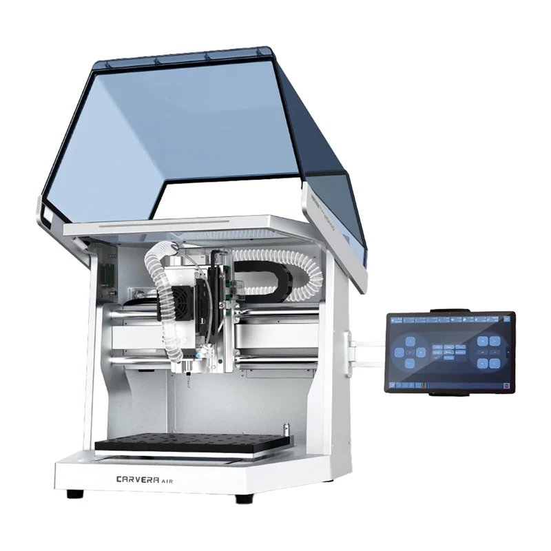 MAKERA AirDesCNC Carvera Air galda CNC frēzmašīna, 3 asis, 400W bezsuku vārpsta, 200x200x100mm darba lauks, pilnībā slēgta, Wi-Fi un USB-C