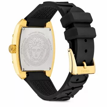 Versace V-Chrono sieviešu Šveices kvarca hronogrāfa pulkstenis 45mm melns ciparnīcas ādas siksna VE8K00624