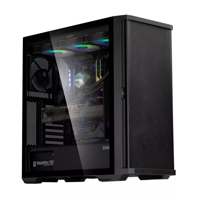 Zalman Z10 ATX Mid Tower korpuss, melns, rūdīts stikls, 4x ARGB ventilatori