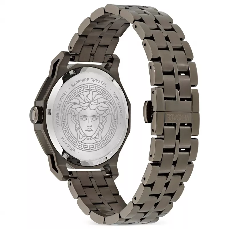 Versace vīriešu V-Race GMT Alarm pulkstenis VE9I00524 43mm nerūsējošais tērauds, melns ciparnīca