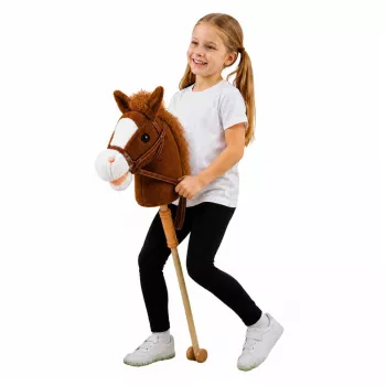 LEAN TOYS Hobby zirgs nūja ar galopēšanas un zviedzēšanas skaņām, brūns, 100 cm