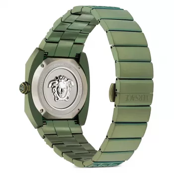 Versace vīriešu VE8F00324 Šveices kvarca hronogrāfa pulkstenis 44mm nerūsējošais tērauds melns ciparnīca