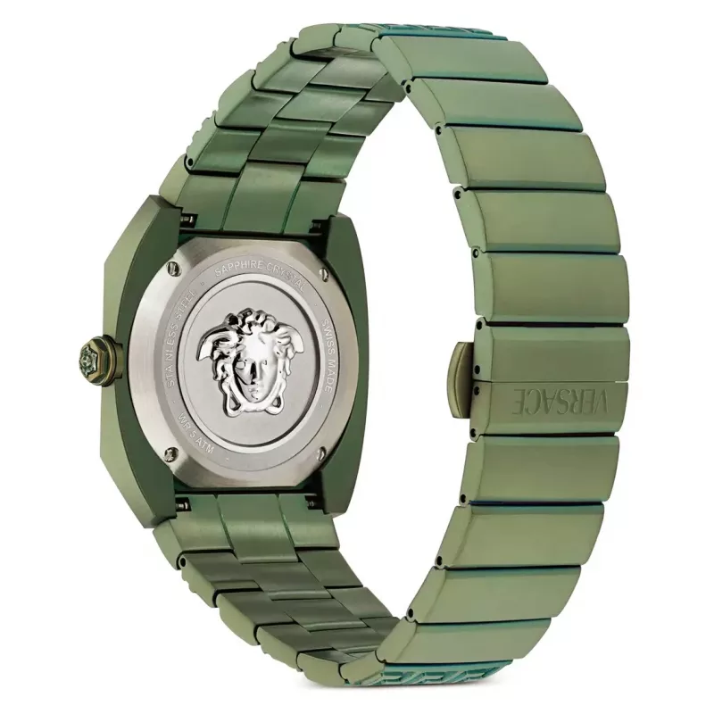 Versace vīriešu VE8F00324 Šveices kvarca hronogrāfa pulkstenis 44mm nerūsējošais tērauds melns ciparnīca
