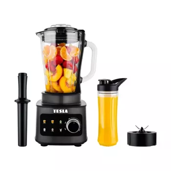 TESLA CrunchX Power NF650 Statīva blenderis 1500 W Stikla trauks 1,5 L ar 600 ml pudeli Melns/Sudrabs