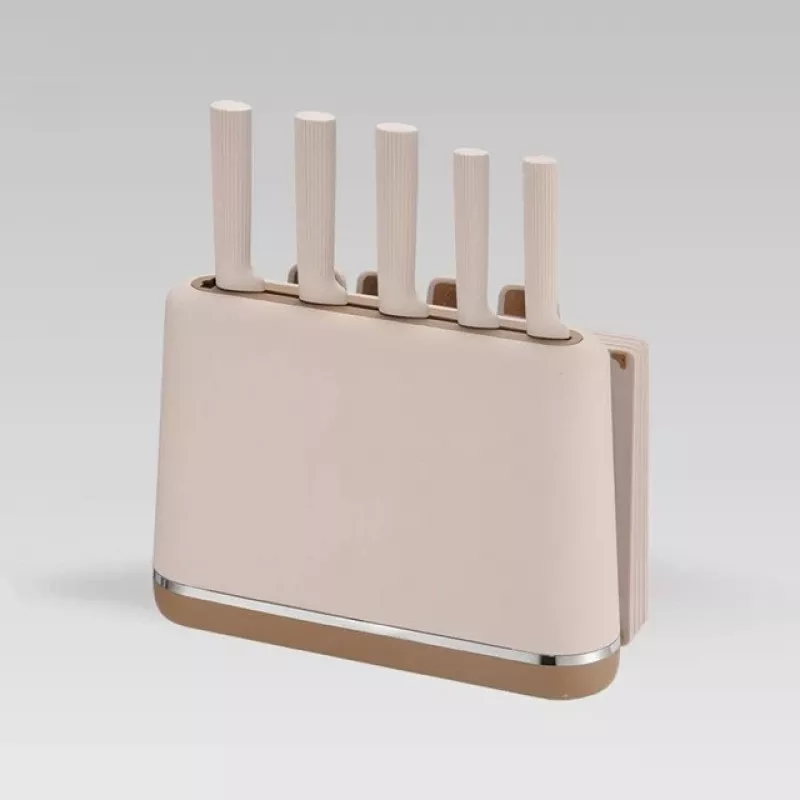 MEO MR-1412-BEIGE MAESTRO Nažu komplekts ar griešanas dēlīšiem un statīvu, 5 naži, 2 dēlīši, bēšs