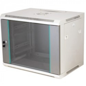 Q-LANTEC 19 15U sienas montāžas statīvs 600x450, stikla durvis, pelēks