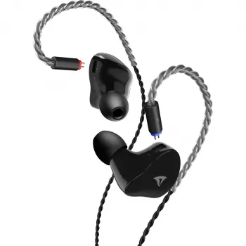 Sharkoon Stealthbite IEM austiņas spēlēm ar noņemamu mikrofona stieni, USB-C/USB-A/3.5mm, melnas