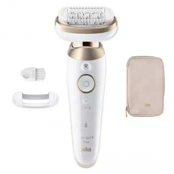 Braun Silk-épil 9 Flex SES9-011 3D epilators, mitrs un sauss, balts/zelta