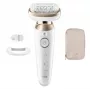 Braun Silk-épil 9 Flex SES9-011 3D epilators, mitrs un sauss, balts/zelta
