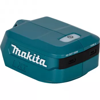 Makita ADP15 18V LXT USB adapteris ar diviem USB portiem, 2,1A uz portu, aizsardzība pret pārslodzi, melns