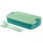 CURVER Lunch&Go Taisnstūra formas trauks ar iebūvētiem galda piederumiem, 1,4L, zils