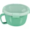 CURVER Smart To Go Mix Noodles pārtikas bļoda apaļa 0,9L caurspīdīga ar zaļiem akcentiem, bez BPA, pret noplūdēm, mikroviļņu krāsnī un trauku mazgājamā mašīnā izmantojama