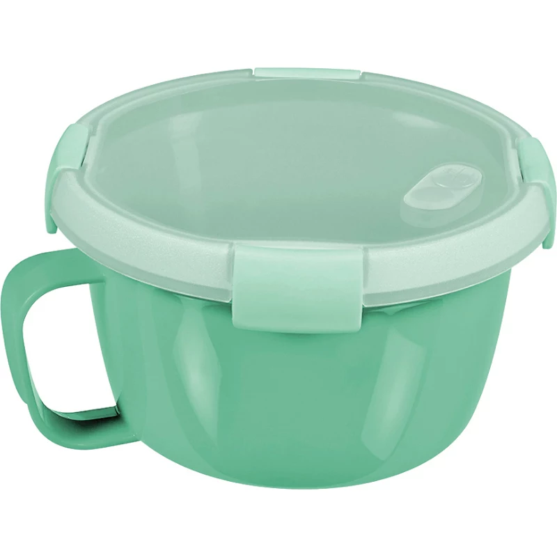 CURVER Smart To Go Mix Noodles pārtikas bļoda apaļa 0,9L caurspīdīga ar zaļiem akcentiem, bez BPA, pret noplūdēm, mikroviļņu krāsnī un trauku mazgājamā mašīnā izmantojama
