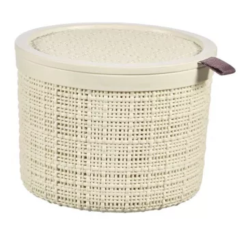 CURVER Jute apaļais uzglabāšanas grozs ar vāku, 2L, krēmkrāsas, 17x13 cm