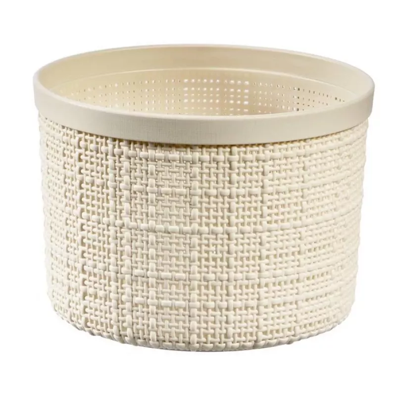 CURVER Jute apaļais uzglabāšanas grozs ar vāku, 2L, krēmkrāsas, 17x13 cm