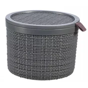 CURVER Grozs ar vāku Jute apaļš 2L Ø17x13cm tumši pelēks