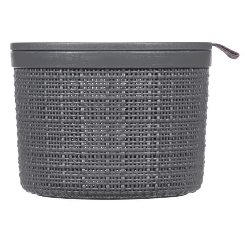 CURVER Grozs ar vāku Jute apaļš 2L Ø17x13cm tumši pelēks