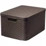 CURVER Style L uzglabāšanas kaste ar vāku, 43,6 x 32,6 x 23 cm, tumši brūna, 32,67 L, salokāma, kraujama, auduma rokturi