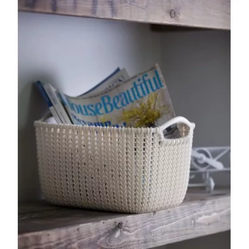CURVER Knit Collection taisnstūra uzglabāšanas grozs S 8L balts 30x22x17 cm