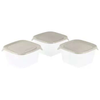 CURVER Fresh&Go kvadrātveida pārtikas trauku komplekts, 3 x 1,2 L, bēšā krāsā