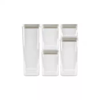 CURVER Sausās pārtikas uzglabāšanas trauku komplekts 0,5L + 2x1,2L + 1,8L + 2,4L Kara caurspīdīgs/balts