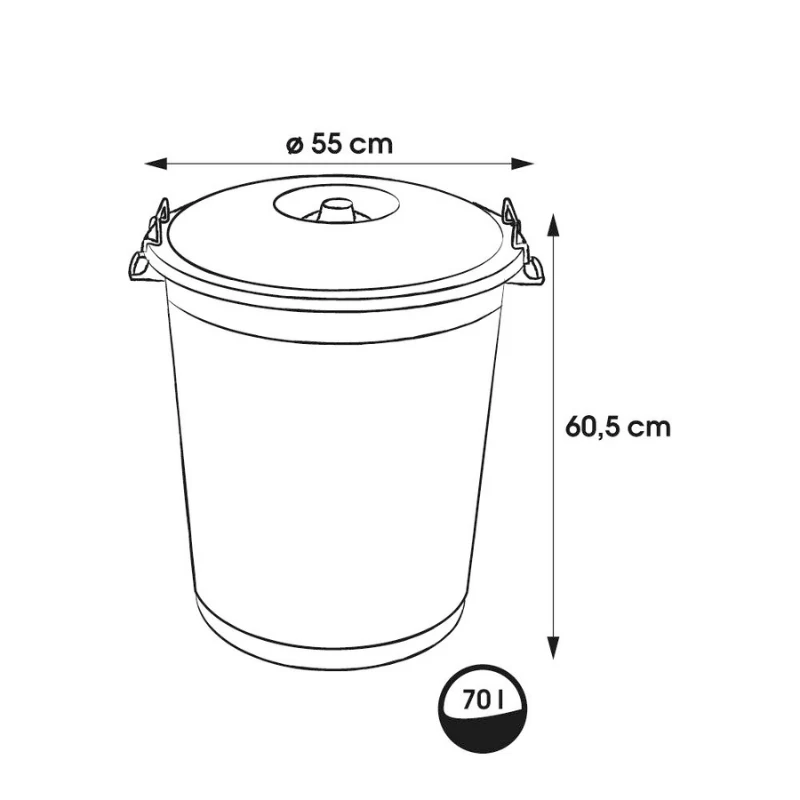 KEEEPER Hugo 70L Mega atkritumu tvertne, tumši zaļa, Ø55 x 60,5 cm, apaļa, noņemams vāks, iekštelpu/āra, UV un sala izturīga