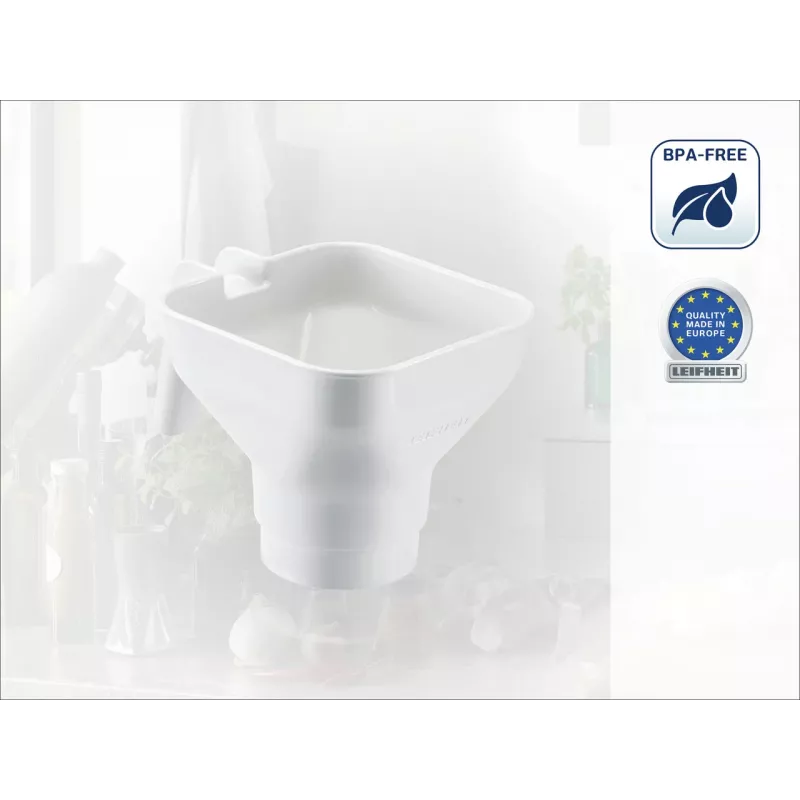 LEIFHEIT Virtuves piltuve ar noņemamu smalko sietu, 19 cm, balta/caurspīdīga