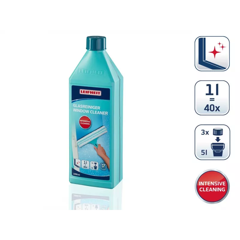 LEIFHEIT Stikla un logu tīrīšanas līdzekļa koncentrāts 1L – Bez svītrām formula, pietiek 100L