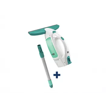 LEIFHEIT logu tīrītājs ar vakuumu Dry&Clean ar 43 cm Click System rokturi, elektriskais logu vakuums, balts/tirkīza