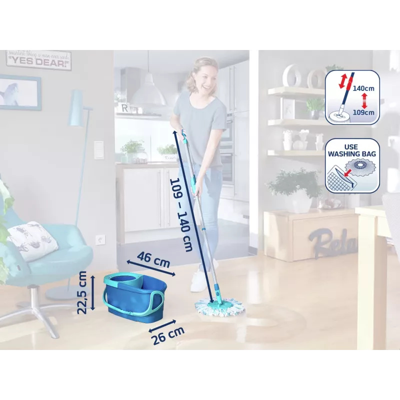 LEIFHEIT grīdas tīrīšanas komplekts Rotation Disc Mop Ergo ar Power Cleaner 1L