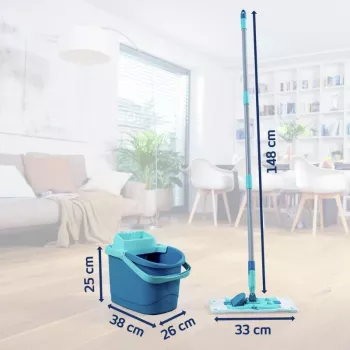 Leifheit Clean Twist M Ergo grīdas tīrīšanas komplekts ar Micro Duo mopa galvu, 33 cm, zaļš/balts