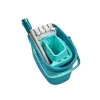 LEIFHEIT Clean & Compact grīdas tīrīšanas komplekts ar plakano mopu un ar kāju vadāmu izgriezēju, 8L spainis, mikrošķiedras uzgalis, 33cm, balts/zils
