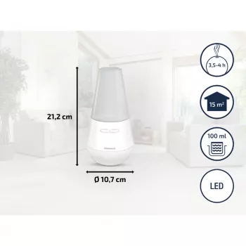 SOEHNLE Air Aromatizator Valencia ultraskaņas aromāta difuzors, 100 ml tvertne, darbības laiks līdz 4 h, balts/sudraba