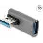 Delock USB 10 Gbps Type-A vīrišķais uz Type-A sievišķais leņķa adapteris, alumīnija korpuss