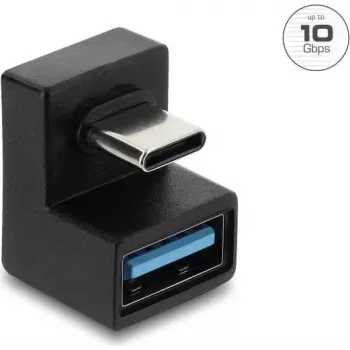 Delock USB 3.2 Gen 2 Type-C vīriešu uz USB-A sieviešu adapteris, U-veida, 10 Gbps, melns