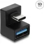 Delock USB 3.2 Gen 2 Type-C vīriešu uz USB-A sieviešu adapteris, U-veida, 10 Gbps, melns