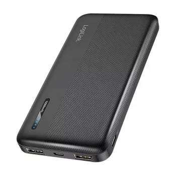 LogiLink PA0338RF 10000 mAh Power Bank ar USB-C PD un Quick Charge 3.0, melns