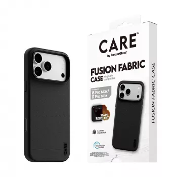 CARE by PanzerGlass Fusion Fabric apvalks melns ar MagSafe iPhone 17 Pro Max