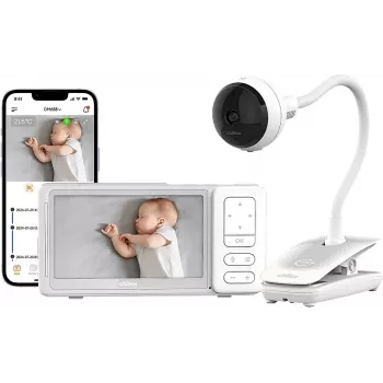 Chillax DM688 video mazuļa monitors ar 2,8 inch krāsu displeju, 2,4 GHz FHSS, 300 m diapazonu, divvirzienu saziņu, temperatūras sensoru, šūpuļdziesmām, balts