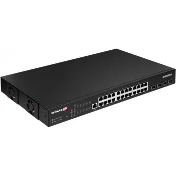 Edimax Pro GS-5424PLX 24 portu Gigabit PoE+ viedais komutators ar 4x 10G SFP+ augšupielādes portiem, 400W budžets, L2+ pārvaldība, montāža plauktā