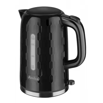 AMICA Tējkanna KM3010 1,7L Melna – 2200W Nerūsējošā tērauda bezvadu tējkanna ar slēpto sildelementu, 360° pamatni, automātisko izslēgšanu un aizsardzību pret vārīšanu bez ūdens